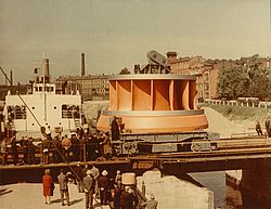 Shipment of wheels for Krasnoyarskaya HPP in the 1960s