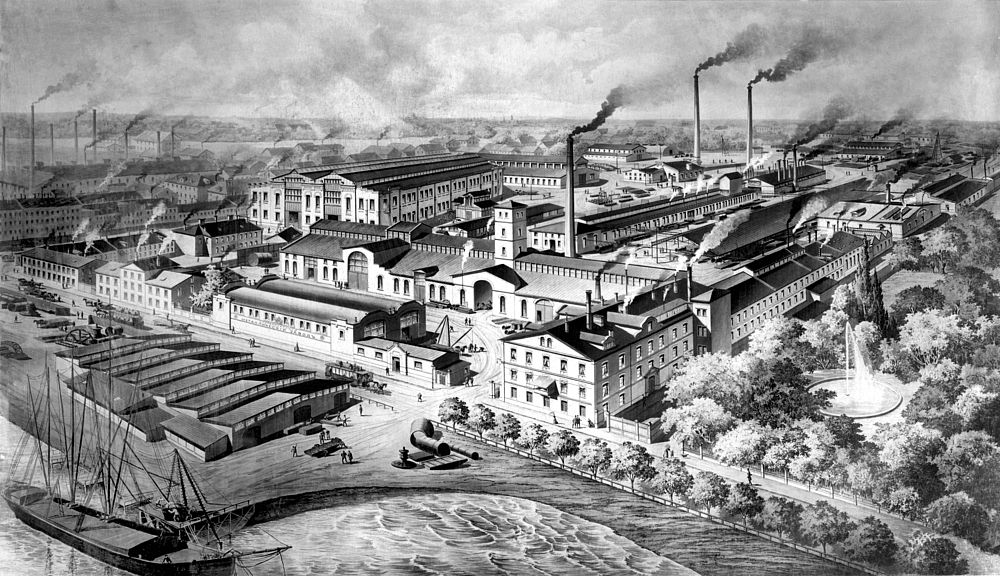 Гравюра «Санкт-Петербургский Металлический завод», конец XIX века